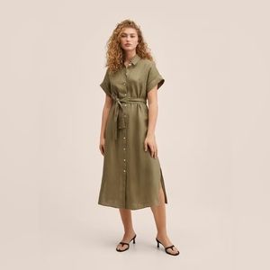 Mango Linen Shirt Dress